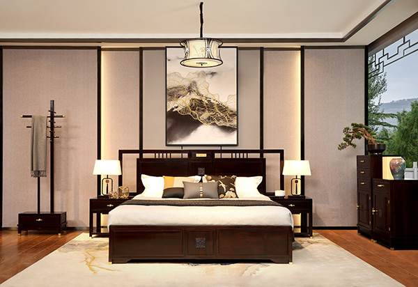 明韵芳华大床配床头柜