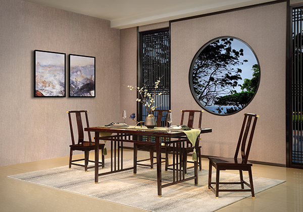 墨韵东方长方台配六椅