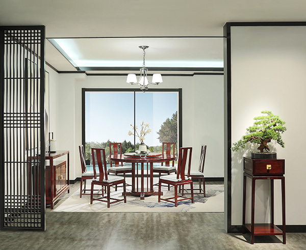 诗意东方圆台配8椅